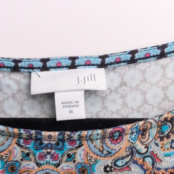 J.Jill damask paisley floral print‎ long sleeve geometric tunic blouse Medium - Picture 5 of 5